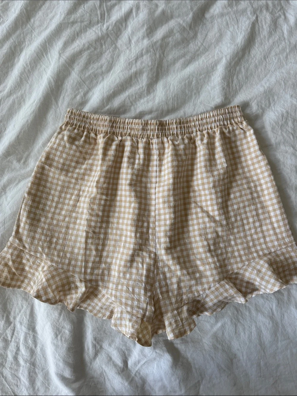Beige Gingham Ruffle Tank & Shorts Set - Picture 5 of 5